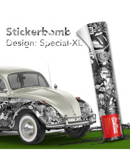 Stickerbomb Autofolie, Design: Special schwarz/weiß-XL