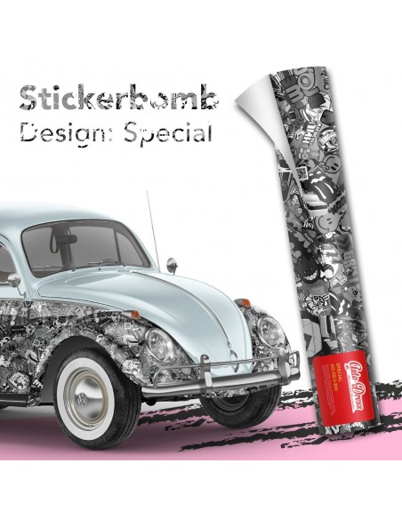 Stickerbomb Autofolie, Design: Special schwarz/weiß