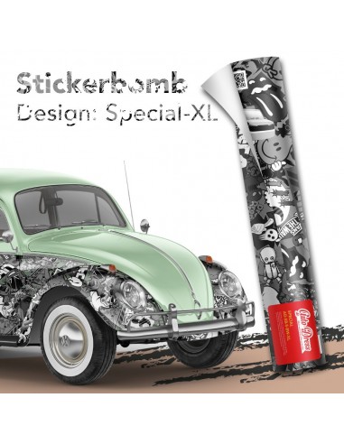 Stickerbomb Autofolie, Design: Sponge schwarz/weiß